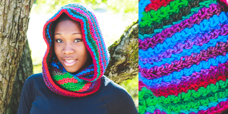 Multi-Colored Hooded Cowl