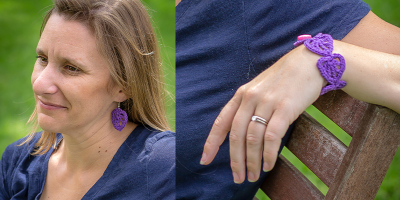 Purple Petals Bracelet & Earrings